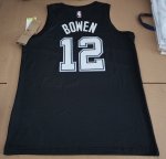 NBA 12 Bowen Spurs 20-21 city Maillot noir imprimé